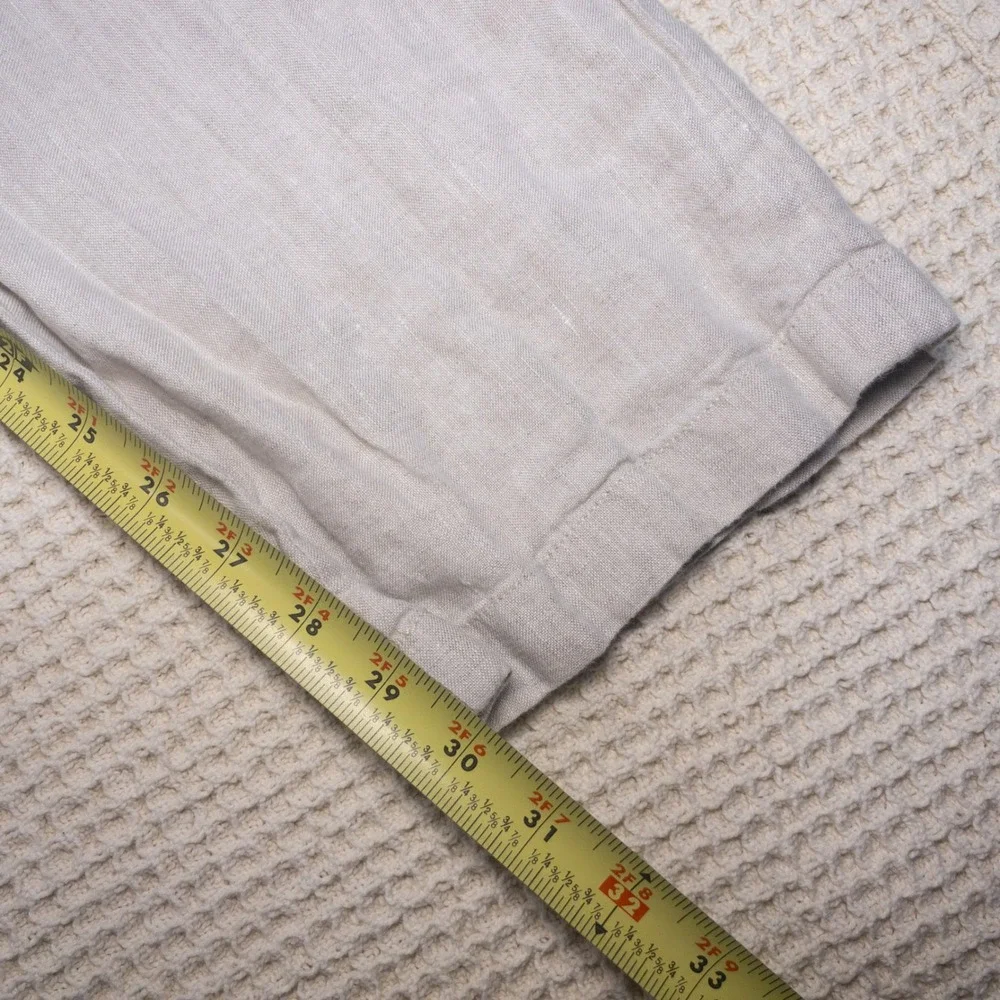 Perry Ellis Mens 100% Linen Drawstring Pants Beige Oatmeal Casual Beach Trousers